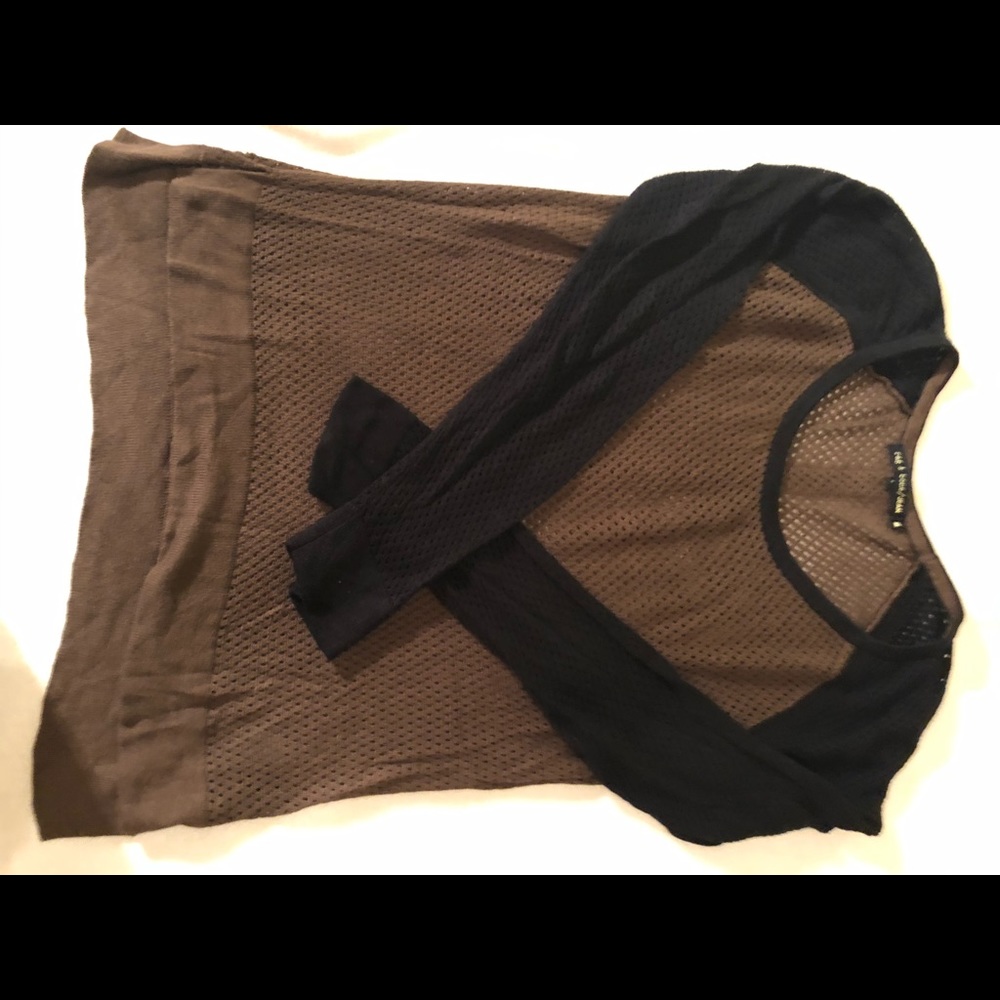 Open weave color block sweater
